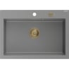 Mexen Elix granite sink 1-bowl 700 x 500 mm, grey, gold siphon - 6526701005-71-G