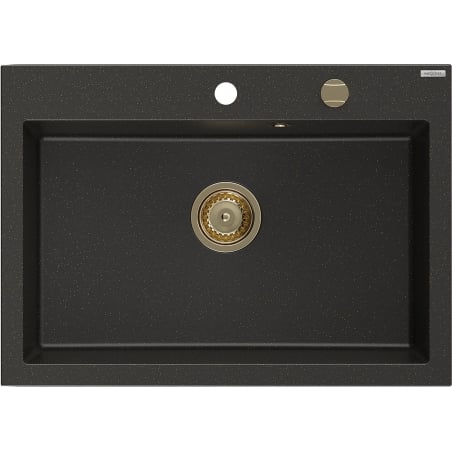 Mexen Elix granite sink 1-bowl 700 x 500 mm, black/gold metallic, gold siphon - 6526701005-75-G