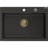 Mexen Elix granitni sudoper s jednom komorom 700 x 500 mm, crni/zlatni metalik, sifon zlatni - 6526701005-75-G