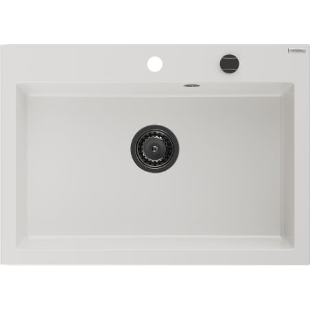 Mexen Elix granite sink 1-bowl 700 x 500 mm, white, black siphon - 6526701005-20-B