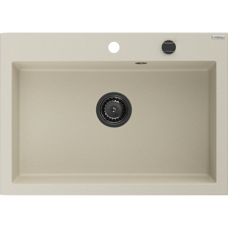 Mexen Elix jednokomorni sudoper od granita 700 x 500 mm, bež, crni sifon - 6526701005-69-B