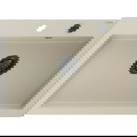 Mexen Elix granieten spoelbak 1-kommer 700 x 500 mm, beige, zwarte sifon - 6526701005-69-B
