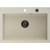 Mexen Elix Granitspüle 1-Beckig 700 x 500 mm, Beige, Schwarzer Siphon - 6526701005-69-B