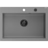 Mexen Elix évier en granit 1 bac 700 x 500 mm, gris, siphon noir - 6526701005-71-B