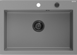 Mexen Elix Νεροχύτης γρανίτης 1-θήκης 700 x 500 mm, γκρι, μαύρο σιφόνι - 6526701005-71-B