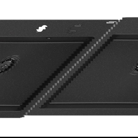 Mexen Elix lava-loiça de granito de 1 bacia 700 x 500 mm, preto/metálico prateado, sifão preto - 6526701005-73-B