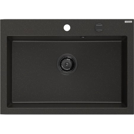 Mexen Elix granite sink 1-bowl 700 x 500 mm, black/gold metallic, black siphon - 6526701005-75-B