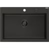 Mexen Elix fregadero de granito de 1 cubeta 700 x 500 mm, negro/oro metálico, sifón negro - 6526701005-75-B