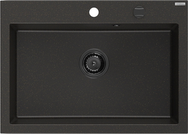 Mexen Elix graniittinen yksiöinen pesuallas 700 x 500 mm, musta/kultainen metallihohto, musta sihti - 6526701005-75-B