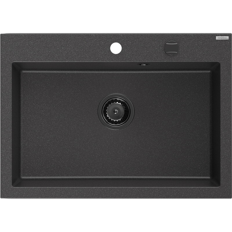 Mexen Elix 1-kambriline graniitvalamu 700 x 500 mm, must tähniline, must sifoon - 6526701005-76-B