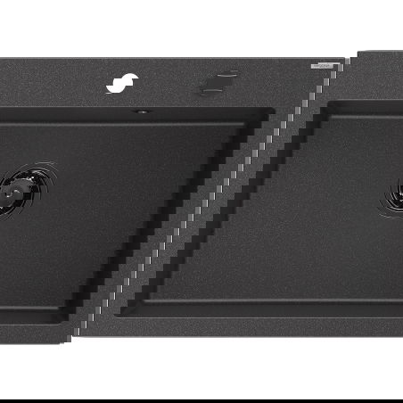 Mexen Elix granieten gootsteen 1-komerig 700 x 500 mm, zwart gespikkeld, zwarte sifon - 6526701005-76-B