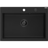 Mexen Elix granitni sudoper s jednom komorom 700 x 500 mm, crni, crni sifon - 6526701005-77-B