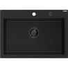 Mexen Elix lavello in granito a 1 vasca 700 x 500 mm, nero, sifone nero - 6526701005-77-B