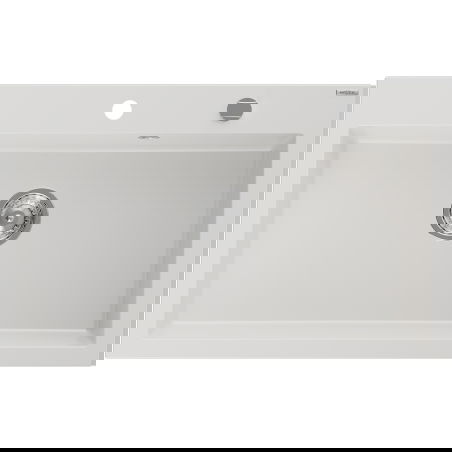 Mexen Elix fregadero de granito de 1 cubeta 800 x 500 mm, blanco, sifón cromado - 6527801005-20