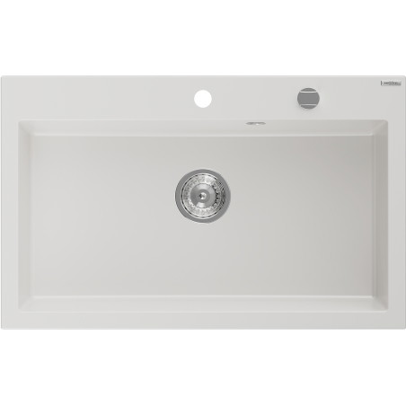 Mexen Elix granitni sudoper s jednom komorom 800 x 500 mm, bijeli, krom sifon - 6527801005-20