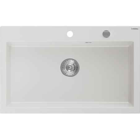 Mexen Elix Granitspüle 1-Becken 800 x 500 mm, weiß, Siphon Chrom - 6527801005-20