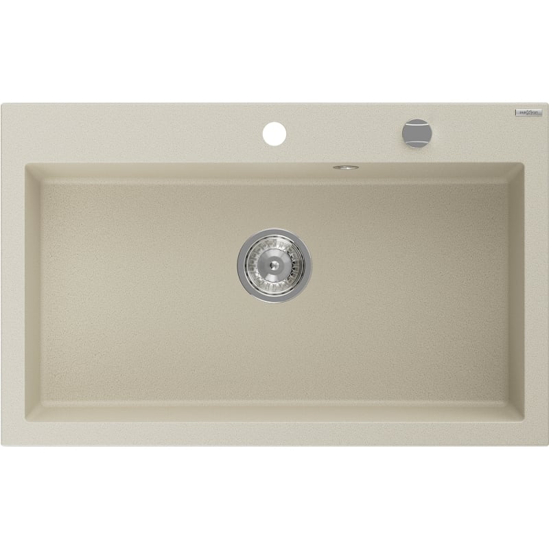 Mexen Elix 1-bowl granite sink 800 x 500 mm, beige, chrome siphon - 6527801005-69
