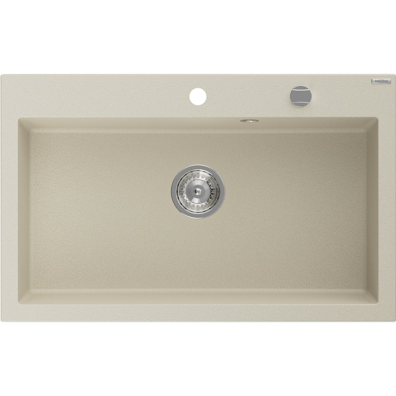 Mexen Elix graniidist valamu, ühekohaline, 800 x 500 mm, beež, kroomitud sifoon - 6527801005-69