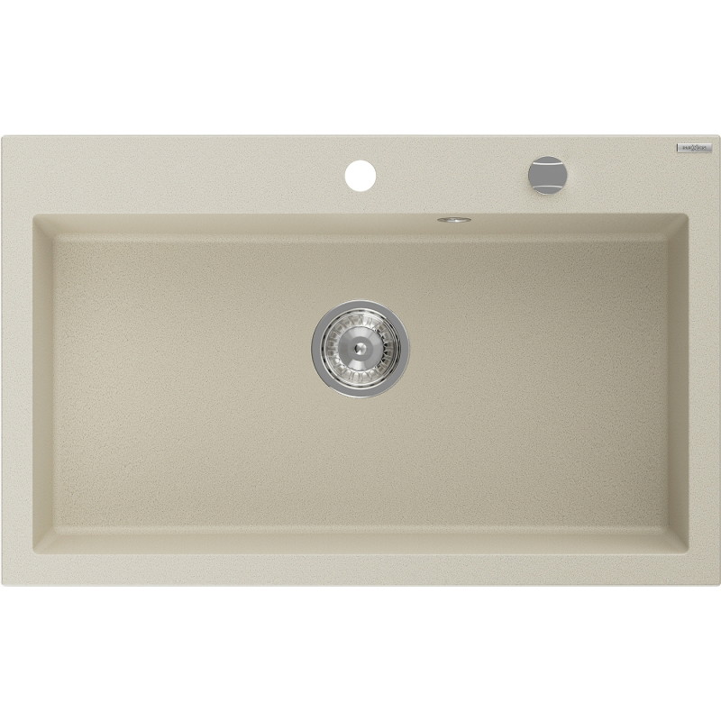 Mexen Elix granitni sudoper s jednom komorom 800 x 500 mm, bež, kromirani sifon - 6527801005-69