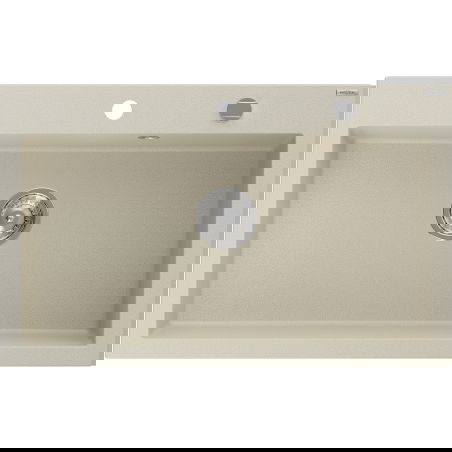 Mexen Elix granieten gootsteen 1-compartiment 800 x 500 mm, beige, chromen sifon - 6527801005-69