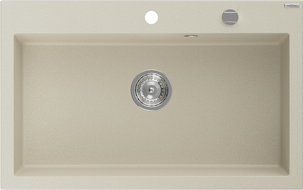 Mexen Elix 1-bowl granite sink 800 x 500 mm, beige, chrome siphon - 6527801005-69
