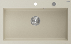 Mexen Elix Granitspüle 1-beckig 800 x 500 mm, beige, Siphon chrom - 6527801005-69