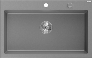 Mexen Elix évier de cuisine 1 bac en granit 800 x 500 mm, gris, siphon chromé - 6527801005-71
