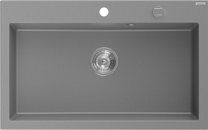 Mexen Elix Granitspüle 1-Becken 800 x 500 mm, grau, Siphon Chrom - 6527801005-71