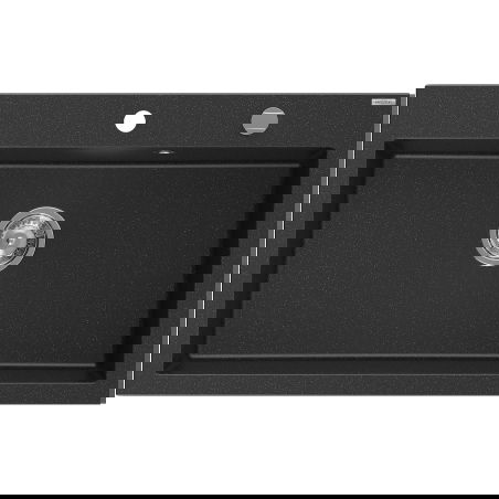 Mexen Elix fregadero de granito de 1 tazón 800 x 500 mm, negro/plateado metálico, sifón cromado - 6527801005-73