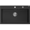 Mexen Elix granite kitchen sink 1-bowl 800 x 500 mm, black/silver metallic, chrome siphon - 6527801005-73