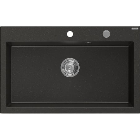 Mexen Elix Granitspüle 1-beckig 800 x 500 mm, schwarz/gold metallisch, Siphon Chrom - 6527801005-75