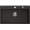 Mexen Elix fregadero de granito de 1 tazón de 800 x 500 mm, negro/dorado metálico, sifón cromado - 6527801005-75