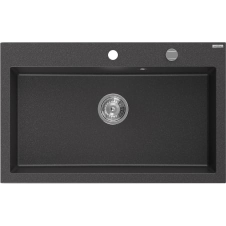 Mexen Elix Granitspüle 1-beckig 800 x 500 mm, schwarz gesprenkelt, Siphon Chrom - 6527801005-76