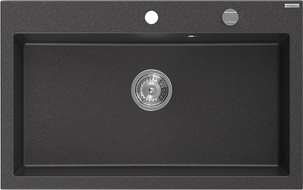 Mexen Elix 1-Bowl Granite Sink 800 x 500 mm, Black Speckled, Chrome Siphon - 6527801005-76