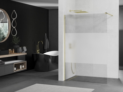 Mexen Kioto panel za tuš Walk-in 140 x 200 cm, proziran/mraz 8 mm, zlatni - 800-140-101-50-35