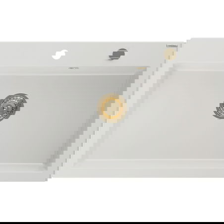 Mexen Elix Granitspüle 1-becken 800 x 500 mm, weiß, goldener Siphon - 6527801005-20-G