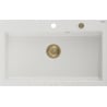 Mexen Elix granite kitchen sink 1-bowl 800 x 500 mm, white, gold siphon - 6527801005-20-G
