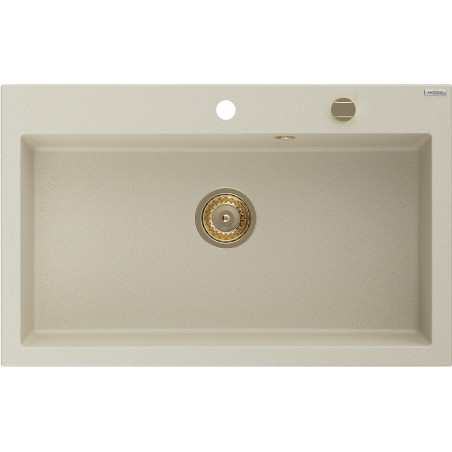 Mexen Elix graniidist valamu 1-kauseline 800 x 500 mm, beež, sifoon kuldne - 6527801005-69-G