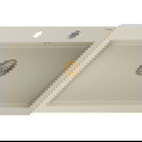 Mexen Elix yksi-allasinen graniittikeittiöallas 800 x 500 mm, beige, kultainen sifoni - 6527801005-69-G