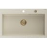 Mexen Elix granieten spoelbak 1-komerig 800 x 500 mm, beige, gouden sifon - 6527801005-69-G