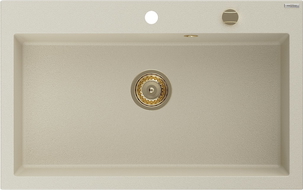 Mexen Elix granite kitchen sink 1-bowl 800 x 500 mm, beige, golden siphon - 6527801005-69-G