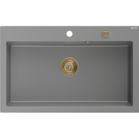 Mexen Elix graniidist 1-kambriline valamu 800 x 500 mm, hall, kuldne sifoon - 6527801005-71-G