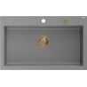 Mexen Elix Granitspüle 1-beckig 800 x 500 mm, grau, Siphon gold - 6527801005-71-G