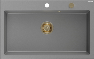 Mexen Elix granite sink 1-bowl 800 x 500 mm, grey, gold siphon - 6527801005-71-G