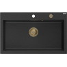 Mexen Elix graniitist köögivalamu, 1-kausiga, 800 x 500 mm, must/hõbe metallik, kuldne sifoon - 6527801005-73-G