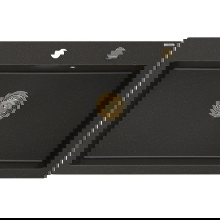 Mexen Elix évier en granit 1 bac 800 x 500 mm, noir/or métallique, siphon doré - 6527801005-75-G