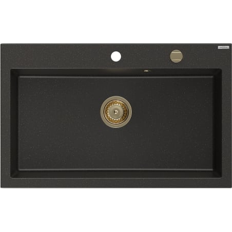 Mexen Elix granitni sudoper s 1 komorom 800 x 500 mm, crni/zlatni metalik, sifon zlatni - 6527801005-75-G