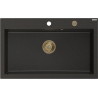 Mexen Elix graniidist köögivalamu, 1 kamber, 800 x 500 mm, must/kuldne metallik, sifoon kuldne - 6527801005-75-G