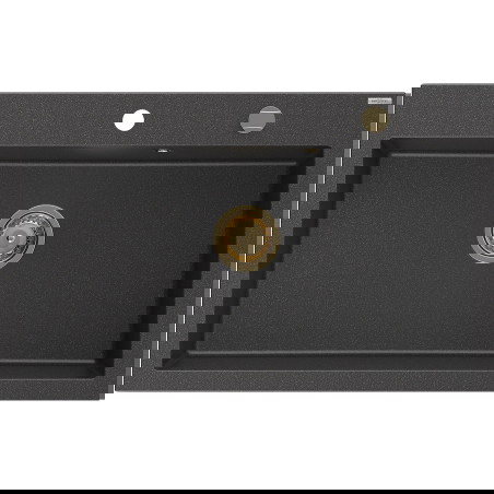 Mexen Elix granitdiskbänk med 1-ho, 800 x 500 mm, svart spräcklig, guldstift - 6527801005-76-G