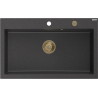 Mexen Elix zlewozmywak granitowy 1-komorowy 800 x 500 mm, czarny nakrapiany, syfon złoty - 6527801005-76-G